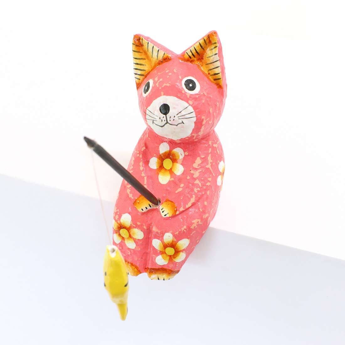 ツリネコ バリ猫 置物 おしゃれ 風水 かわいい 木彫り 木像 インテリア