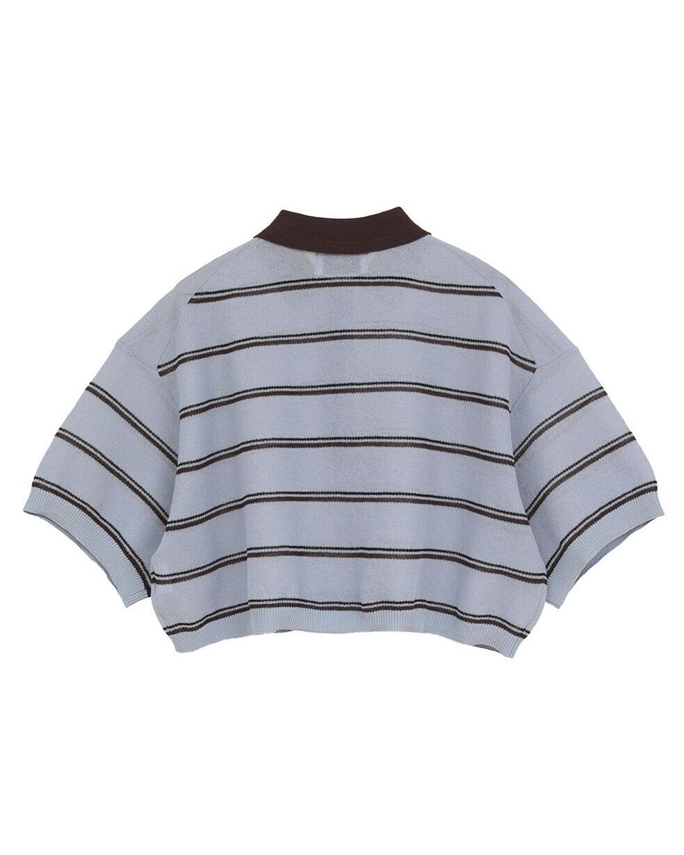 トップス CLANE SPONGY SHEER POLO KNIT TOPS CLANE(クラネ) SPONGY SHEER POLO KNIT TOPS BLUE | サウスオレンジ