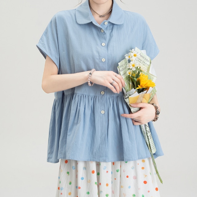 フリルデザインシャツ　M2140