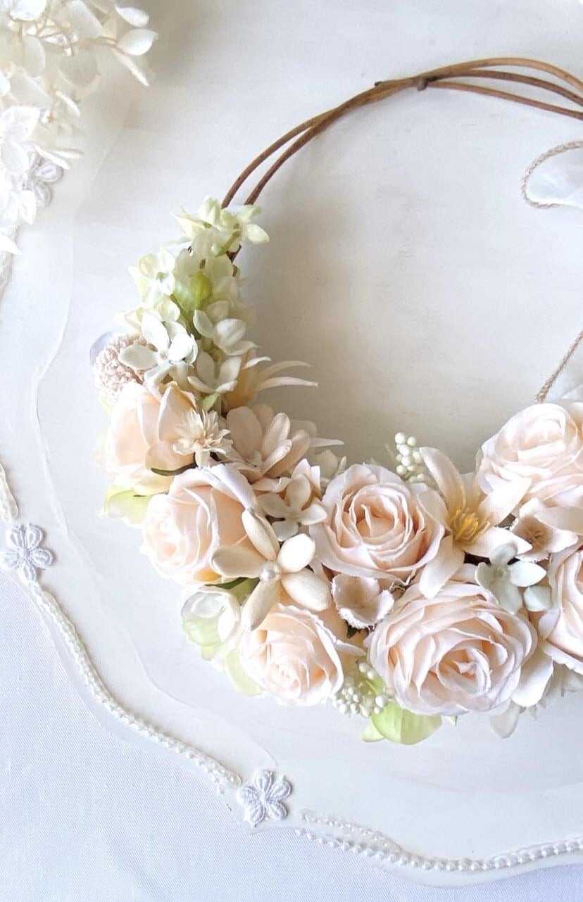 【サーモンピンクの薔薇・ハーフリース】約22㎝