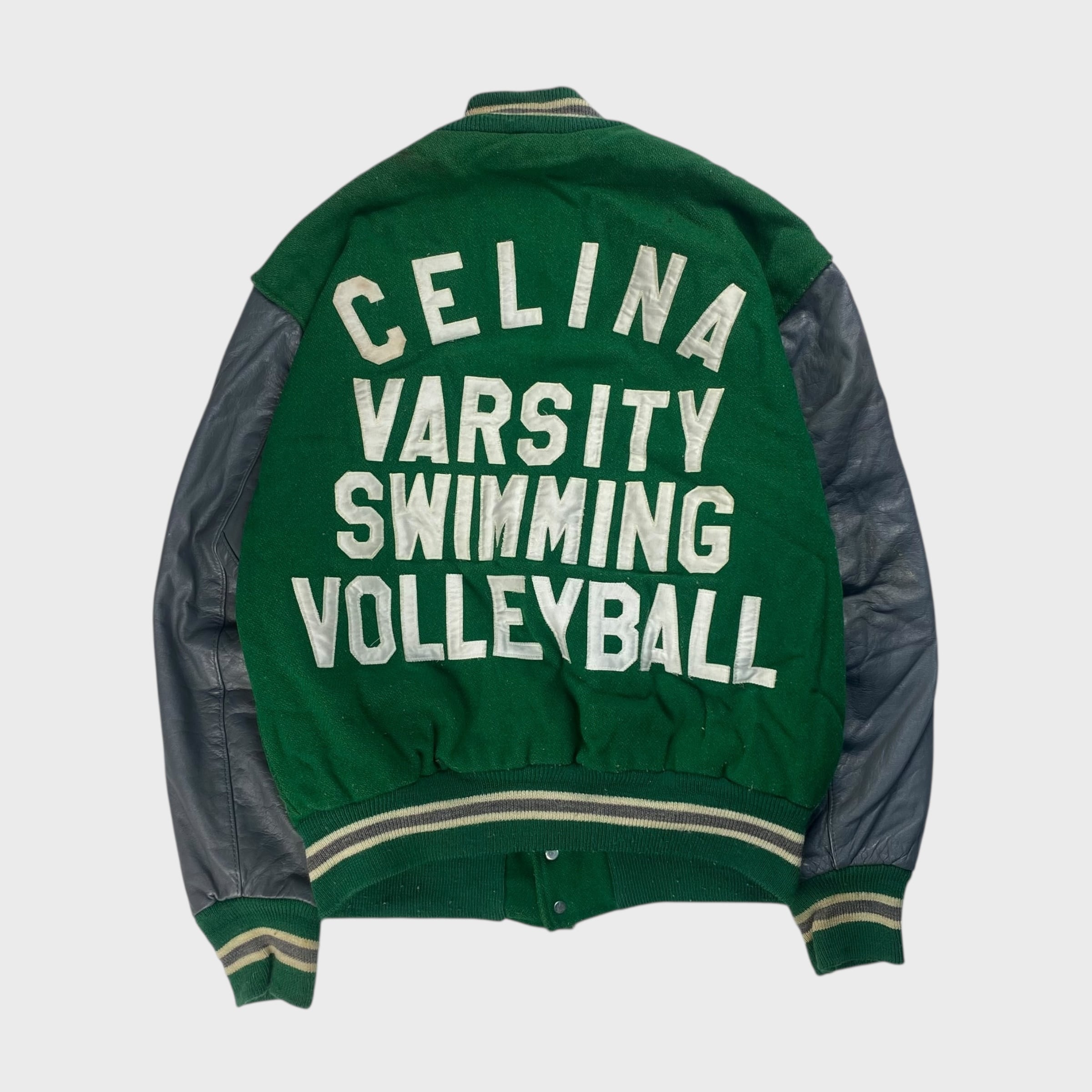 80's】【USA製】 DeLONG L レザー切り替え スタジアムジャケット