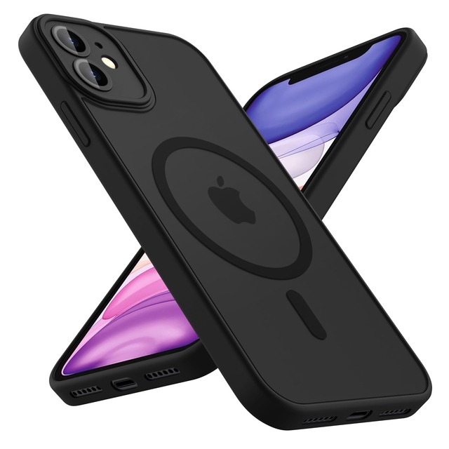 【Vanjua】iPhone11ケース マット感 マグネット半透明 耐衝撃 黄ばみなし ストラップホール付きMagSafeに対応 ワイアレス充電対応
