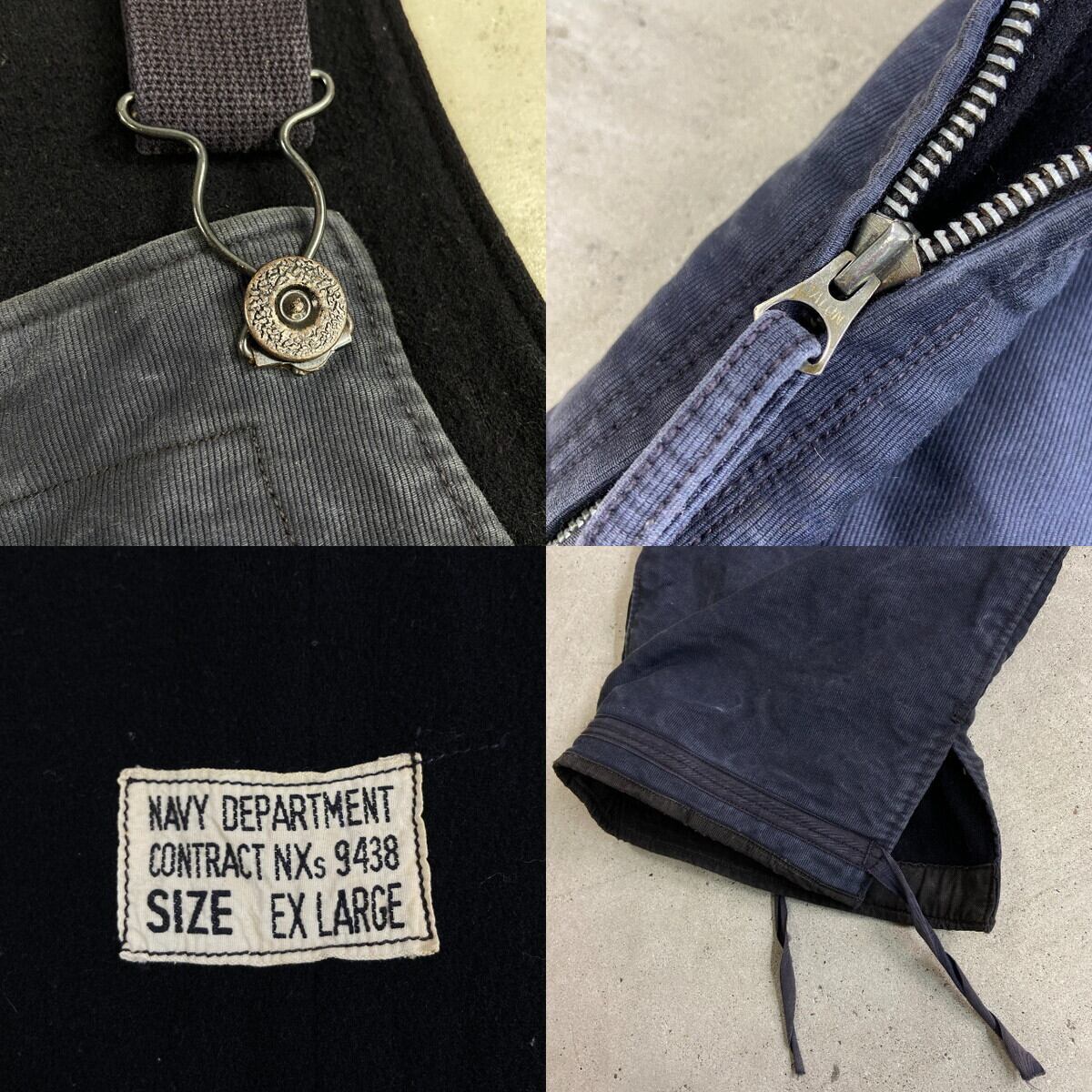 40年代 U.S.NAVY 米軍実品 N-1 前期型 デッキパンツ メンズW45相当