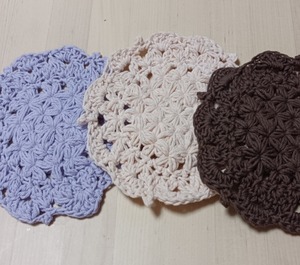 手編みの花コースター 3枚セット