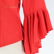 フラメンコ 衣装 エルモサイベリア HERMOSA IBERIA トップス ブラウス レッド系 赤 無地 フリル ボランテ ダンス パーティ 華やか 豪華 舞台 フリルトップス おしゃれ かわいい 衣装用 ダンスウェア ステージ衣装フリルブラウス フェミニン レディース イベント