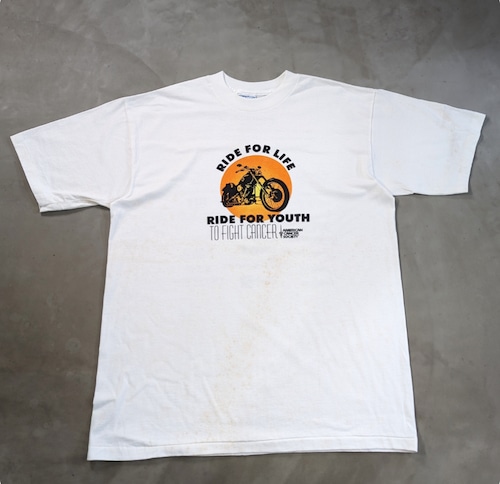 90s dead stock!  ride for life ride for youth " to fight cancer " print tee 小岩店