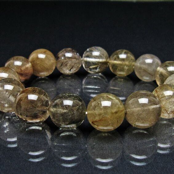 ルチルクォーツ ブレスレット 15mm プラチナルチル ブレス 一点物 111-55021