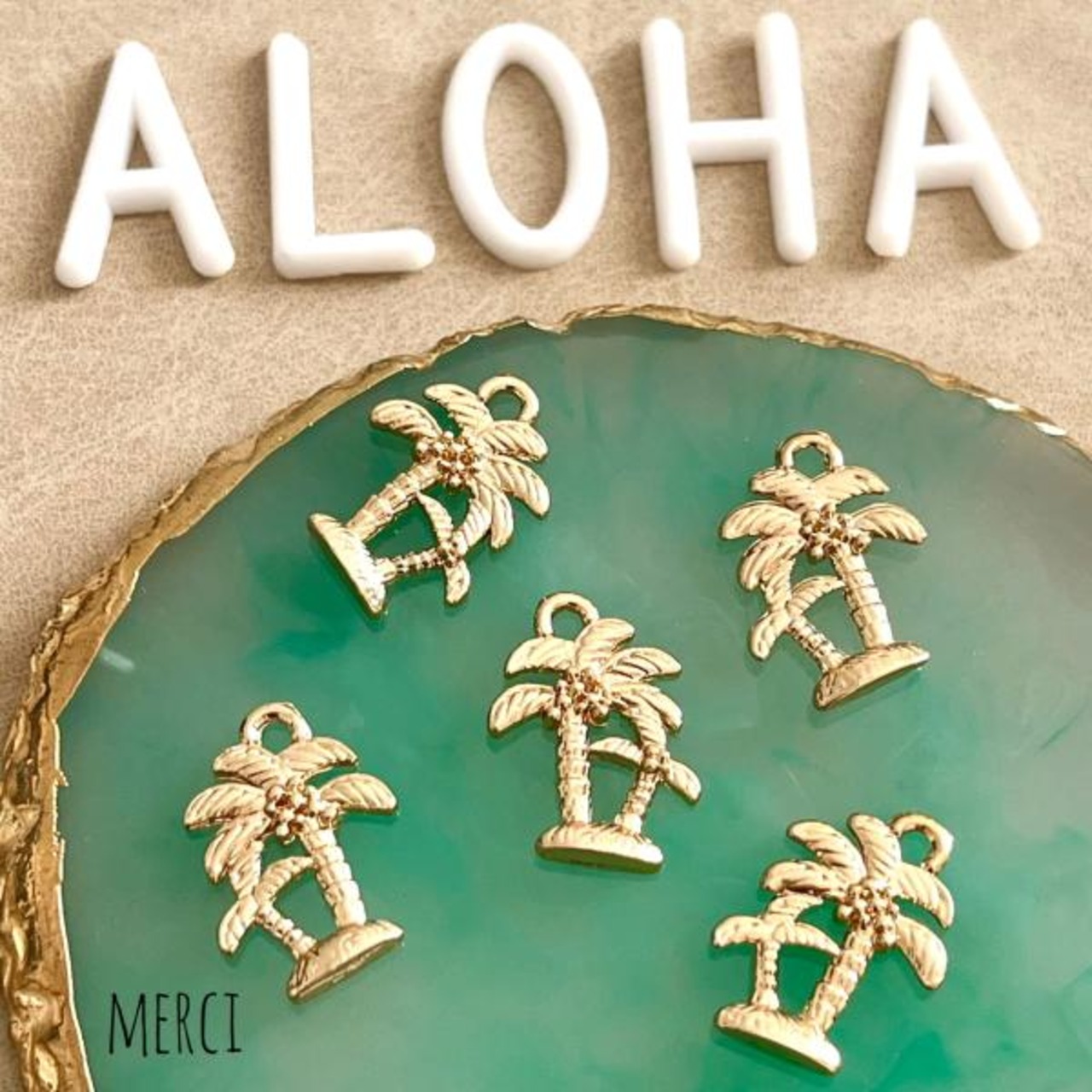 【2個】ゴールドパームツリーチャーム/ヤシの木/椰子/ハワイ/アクセサリーパーツ/