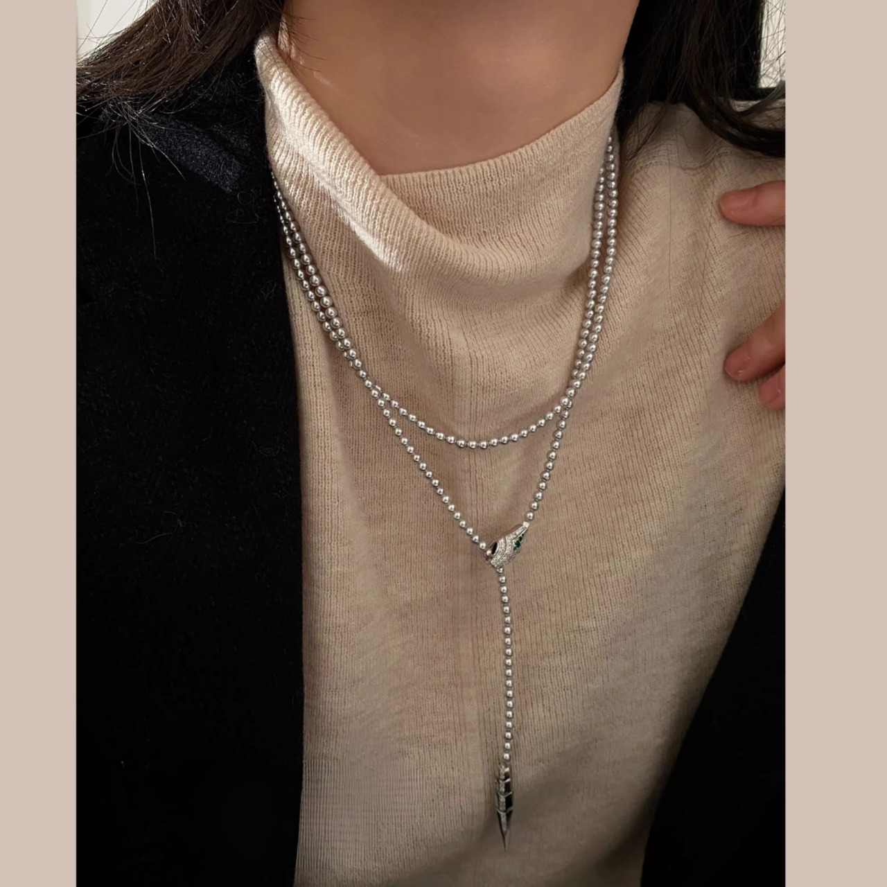 パール ロング Y字 ネックレス 00066・画像4