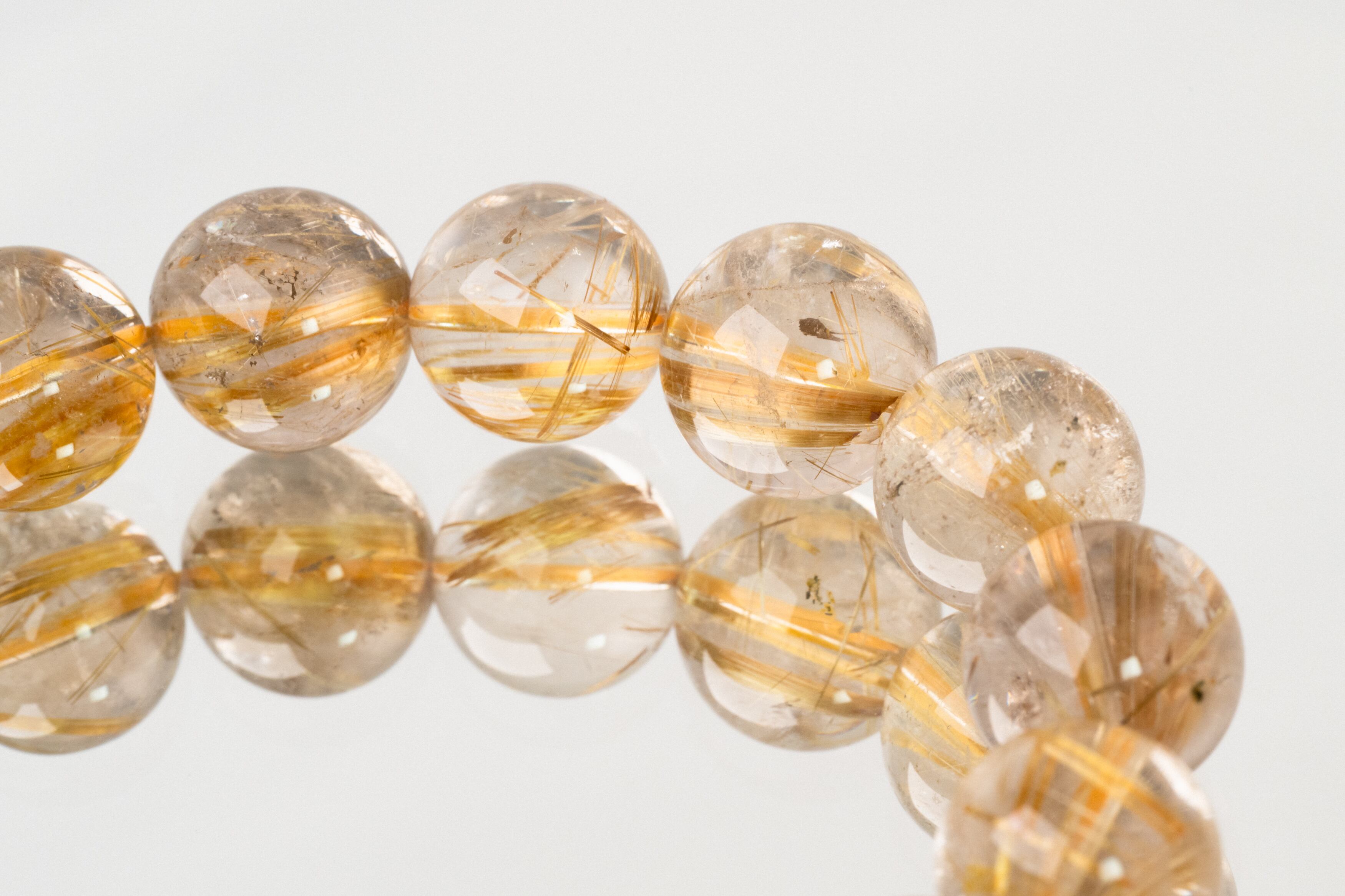◇一点物◇ ゴールドタイチンルチルクォーツ ブレスレット 14mm ◇一点物◇ ゴールドタイチンルチルクォーツ ブレスレット 14mm