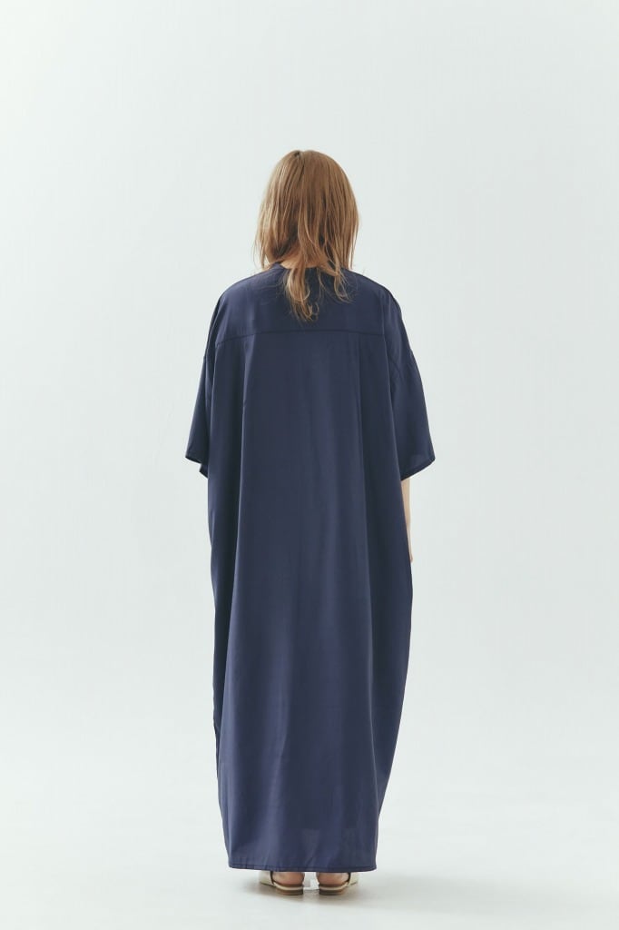 とろみシャツ ワンピース｜ネイビー | tof`em online store