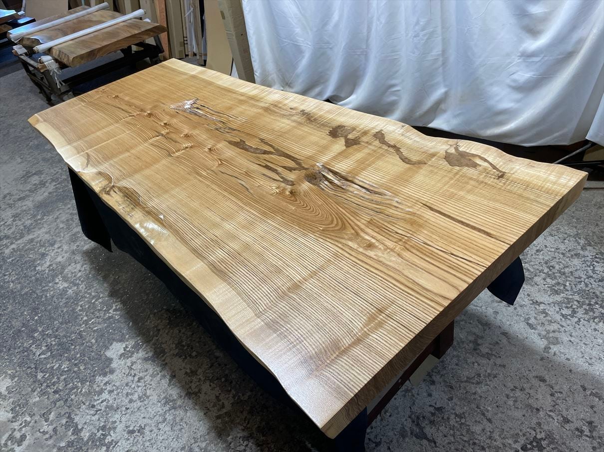 タモ3975 上杢 杢木 1900x750‐690x55mm 一枚板 無垢乾燥材 カウンター