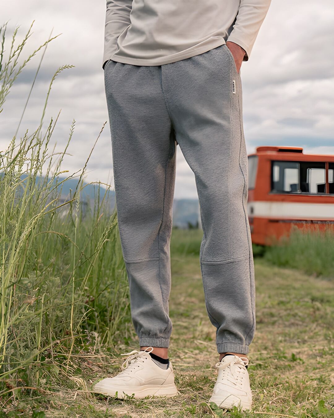 ワッフル アンクル丈スウェットパンツ E0067