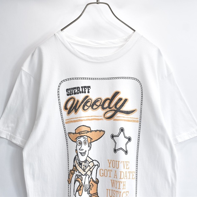 PIXAR ピクサー DISNEY ディズニー Tシャツ 半袖 クルーネック トイ・ストーリー ウッディ プリント アニメ 映画 キャラクター ムービー 白 USED ヴィンテージ ビンテージ 古着 メンズ タグ記載なし メンズサイズ相当