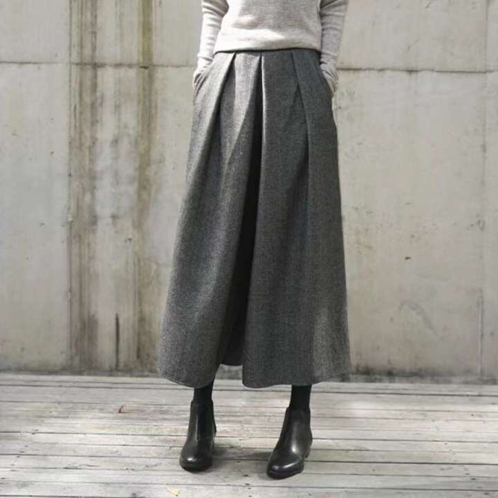 ワイドパンツ ラシャパンツ ボトムス レディース ウエストゴム 高級感