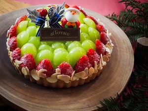 【冷蔵2023クリスマスケーキ】軽井沢農園パティスリーからいちごとシャインマスカットのクリスマスタルト（5号サイズ４‐6人分）　