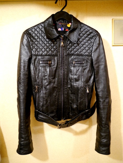美品◆D&G ドルチェ&ガッバーナ レザー ライダース ジャケット 黒