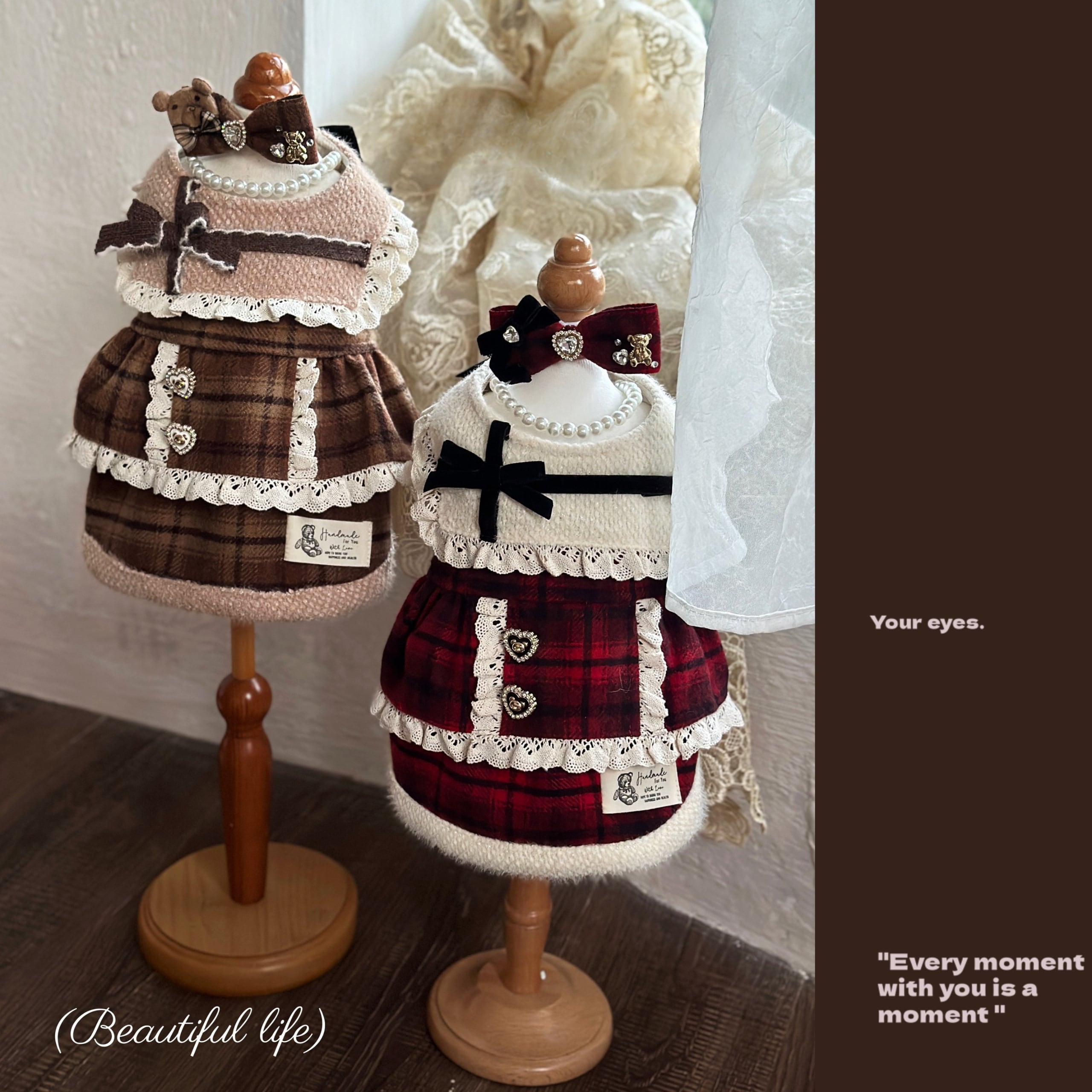 レース×チェックのレトロガーリーワンピース 00767