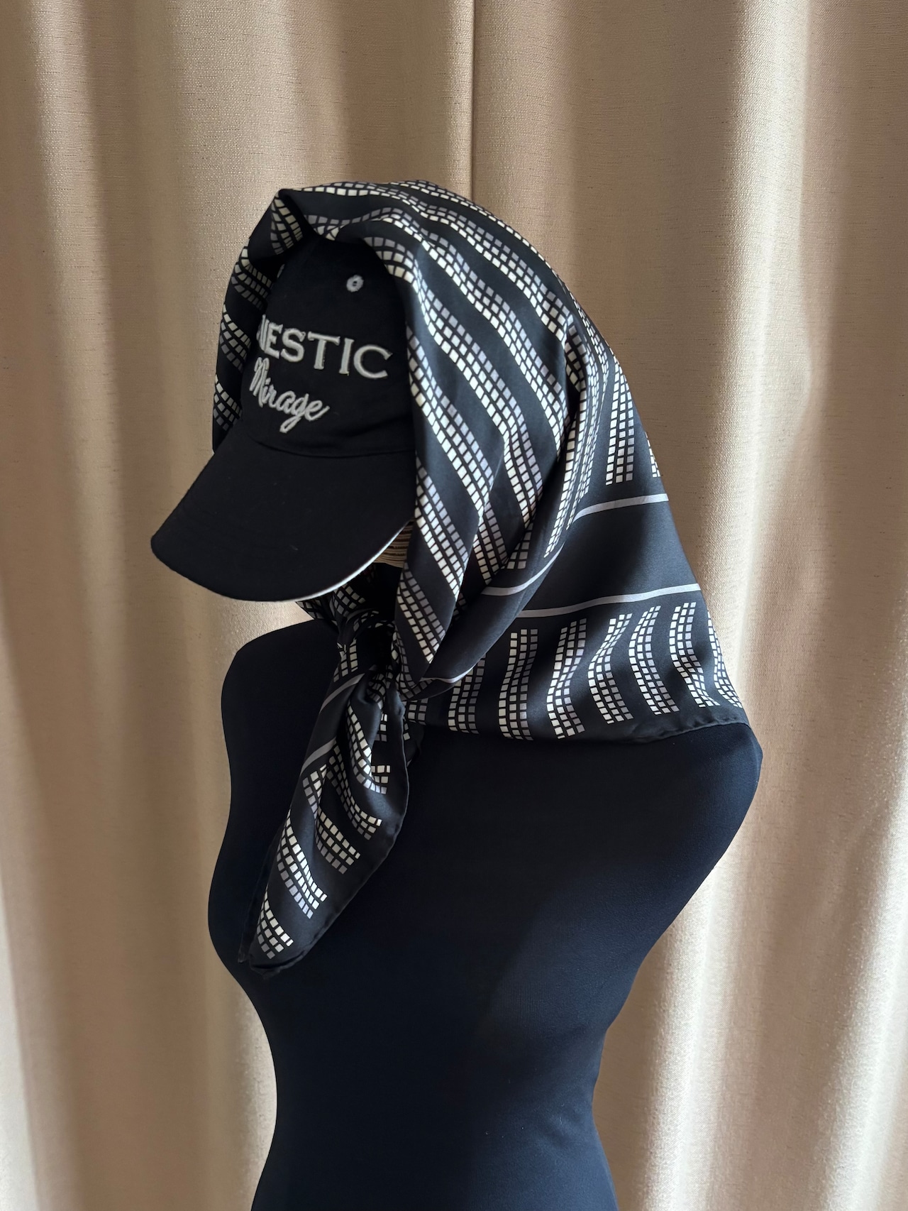 geometric stripe silk scarf-5153-8