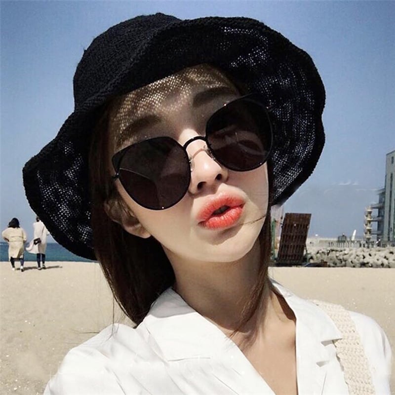 トレンディなレトロなサングルの2018新しいネットレッドサングル女性バージョンロングフェイスラウンドフェイスパーソナリティ女性のグレ男性 ブラック・アイド・ピーズ60320184088