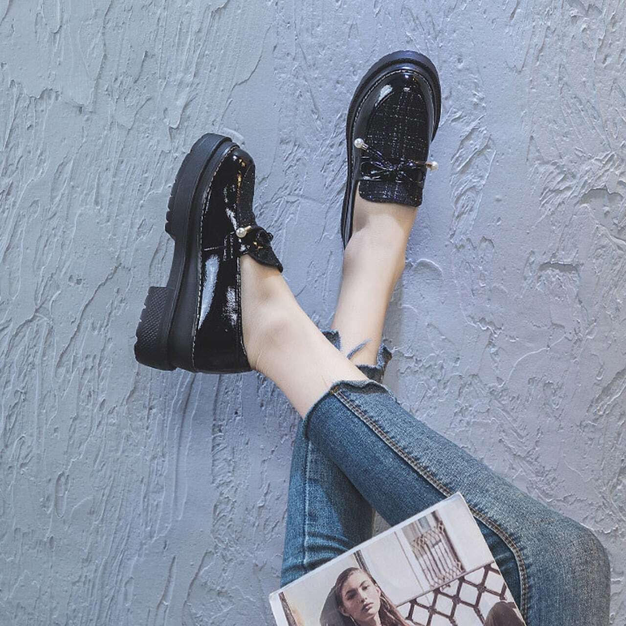 ツイード リボンローファー 2color SH54