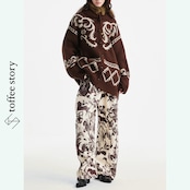 編み影をゆらすブラウンジャカードの羽織譜 《B0062》