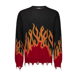 【Haculla】UP IN FLAMES SWEATER(BLACK)