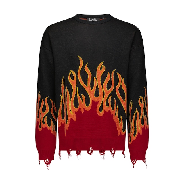 【Haculla】UP IN FLAMES SWEATER(BLACK)