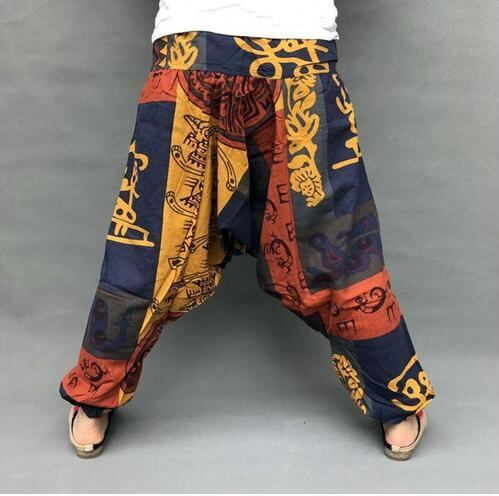 新品 アジアン エスニック 柄 アラジン サルエルパンツ ゴム 赤 黒