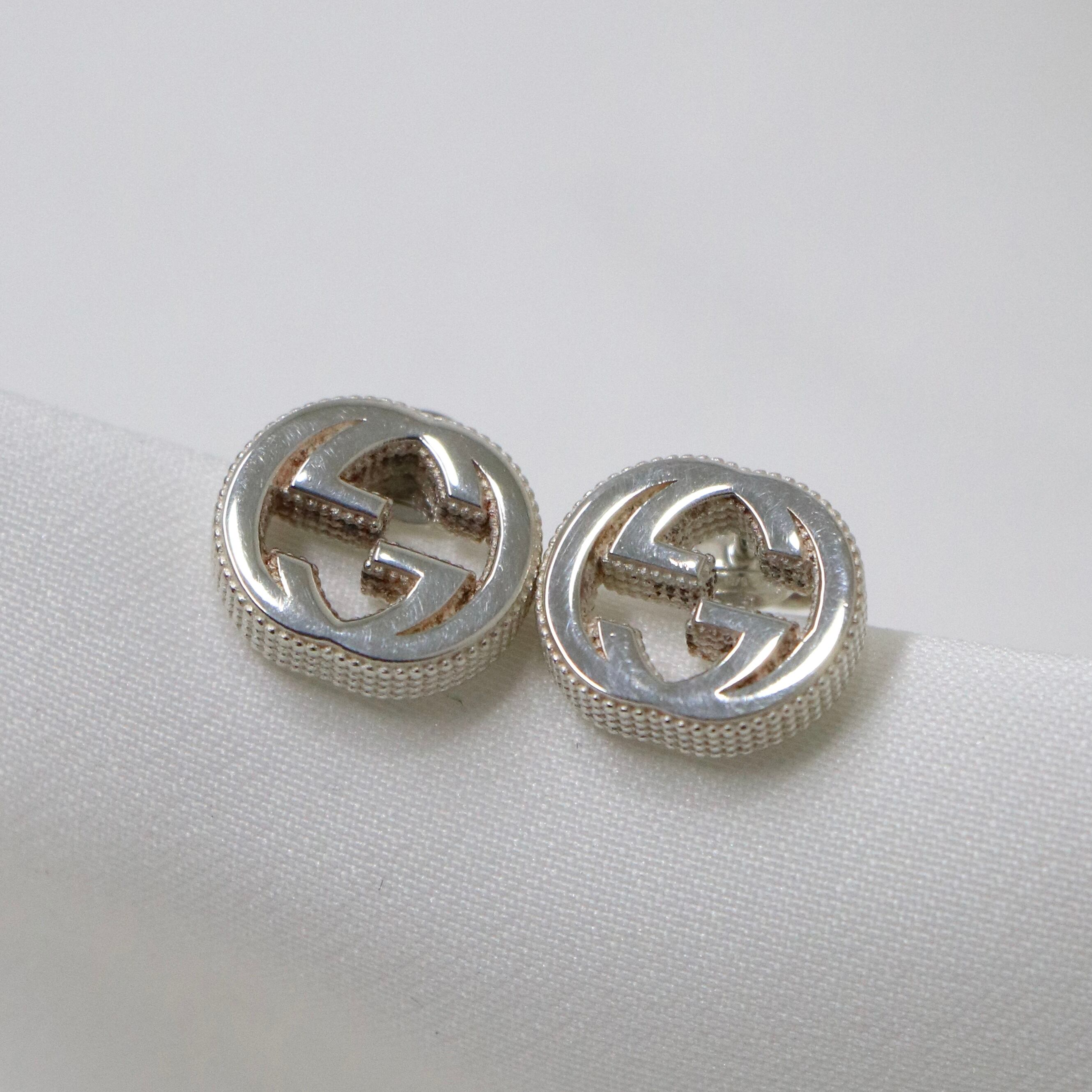 GUCCI　グッチ　インターロッキング　アラベスク　ピアス　シルバー925 GUCCI インターロッキングG ピアス シルバー925 アラベスク