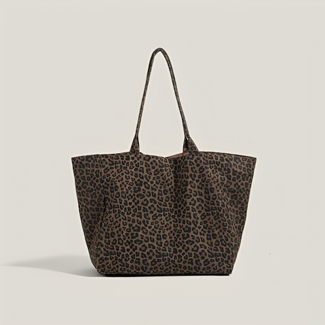 リッチブラウンリバーシブルレオパードトートバッグ