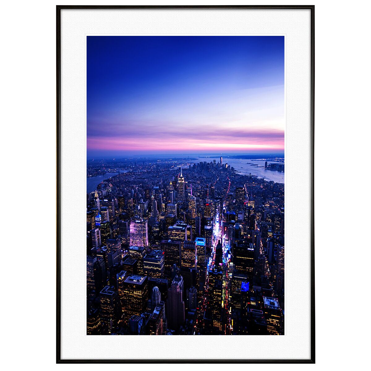 夜景写真 アメリカニューヨーク・シティ インテリアアートポスター額装 AS0453