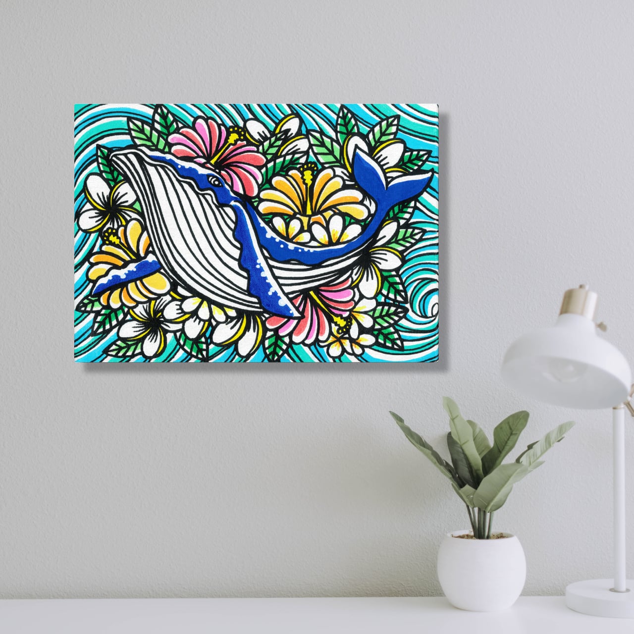 絵画 ★ぷうあ★ poem 930 他1点 原画 ア−ト 原画】Canvas Panel F4 Size（Flower Whale） | TAMO ART GALLERY