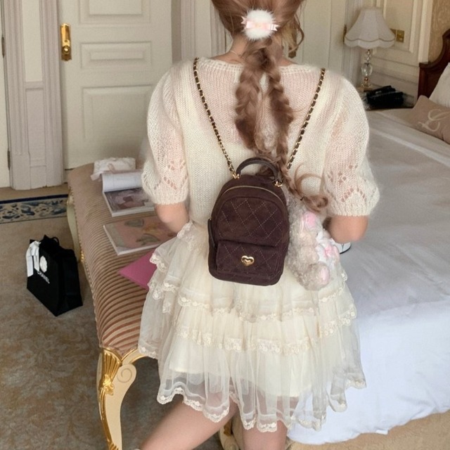 Quilted Chain Small Backpack(ME065)