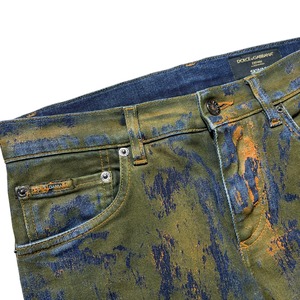 DOLCE&GABBANA coating paint skinny denim pants