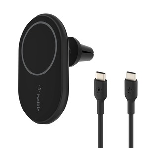 【新着特価】Belkin MagSafe対応 ワイヤレス車載充電器 7.5W エアコン吹き出し口用 USB-C to Cケーブル(1.2m)付属 (シガーチャージャー別売り) iPhone16/15/14/13/12シリーズ対応 ブラック WIC004btBK-NC