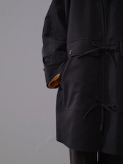 METHO - Front-Open Hooded Coat :Beige|コットンシルク/紐留めフロント/ワークポケット
