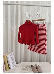 ルプティモ / le petit mo / ストライプターンアップパンツ / 韓国子供服 / キッズ / 26winter〖取寄〗*XS~XL*