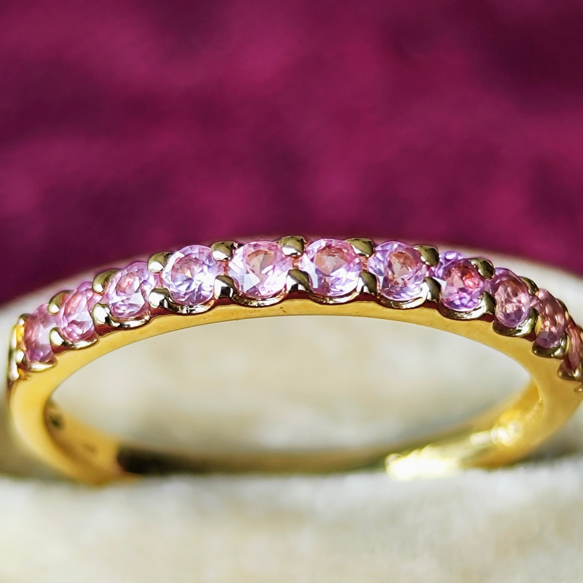 天然パパラチアサファイア ハーフエタニティリング 18金 新品未使用品