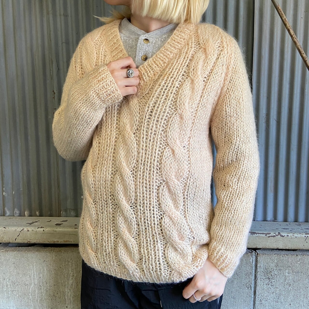 希少 Vintage Fisherman Sweater ハンドニット L相当