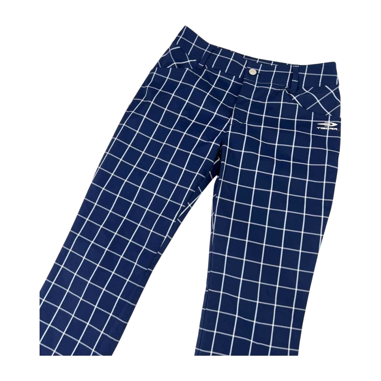 美品 TIGORA ティゴラ チェック柄 ゴルフ ストレッチ パンツ 11 /ネイビー/レディース