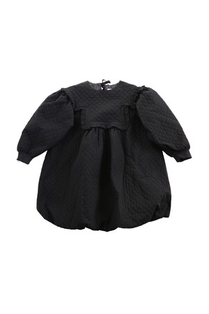 【26AW】folkmade(フォークメイド)Quilted Balloon Dress BLACK(LL)ワンピース ブラック