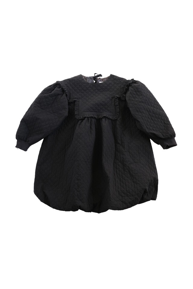 【26AW】folkmade(フォークメイド)Quilted Balloon Dress BLACK(LL)ワンピース ブラック