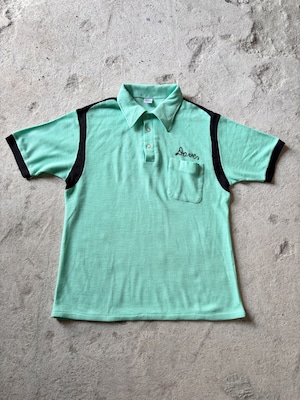 70～80s Hilton/Bowling Shirt/USA製/XL(M-L相当)/ボーリングシャツ/ポロシャツ/チェ－ンステッチ/ミントグリ－ン/ヒルトン