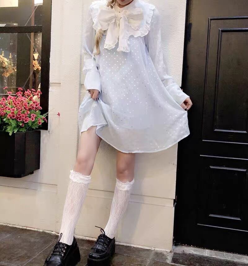 水色 ワンピース フリフリ ホワイト ワンピース ガーリー ロリータ 原宿 姫 ワンピース 丸襟 ミニスカート リボン Loveysmileshop 水色 ワンピース フリフリ ホワイト ワンピース ガーリー ロリータ 原宿 姫 ワンピース 丸襟 ミニスカート リボン Loveysmileshop