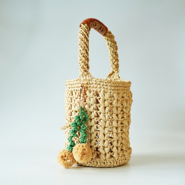 Raffia Bucket Bag with Signature Charm