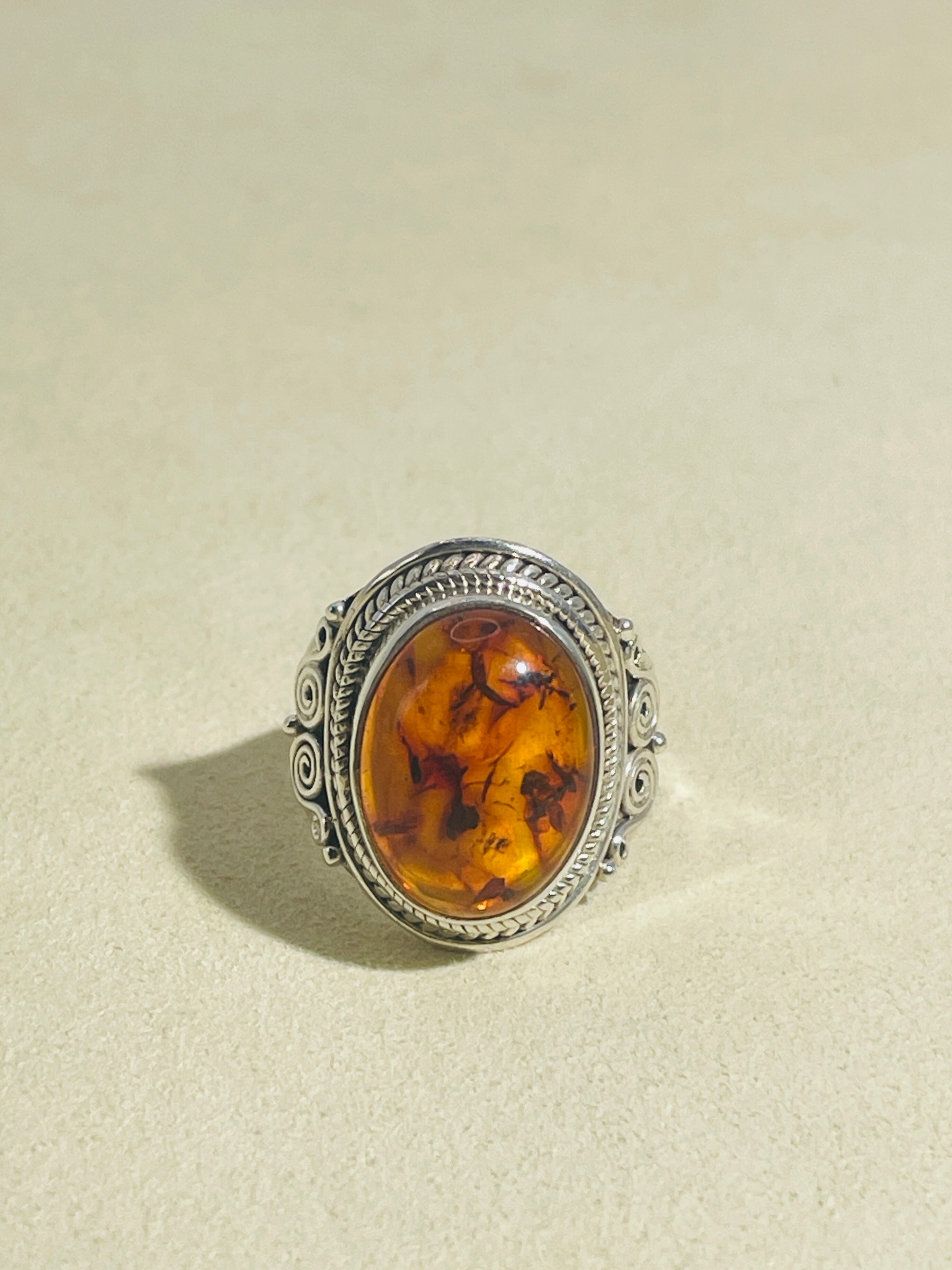 デンマーク　琥珀リング　14k ダイヤ付き デンマーク 琥珀リング 14k ダイヤ付き Ring | Tender Records