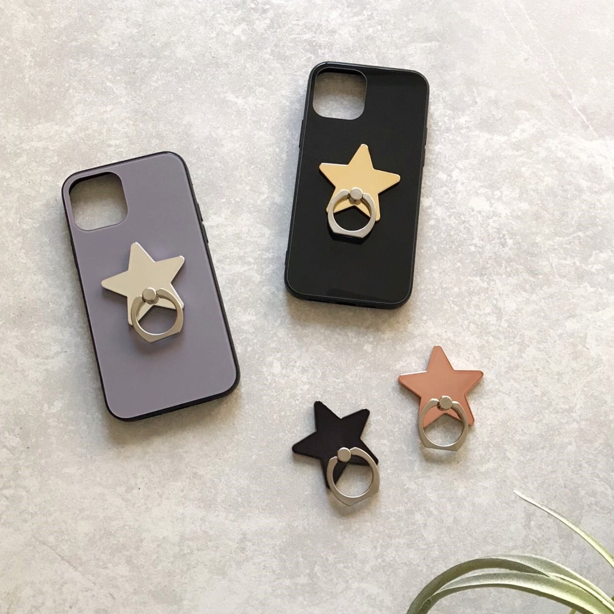 メタリックスタースマホリング 星形 スター型 ゴールド・シルバー