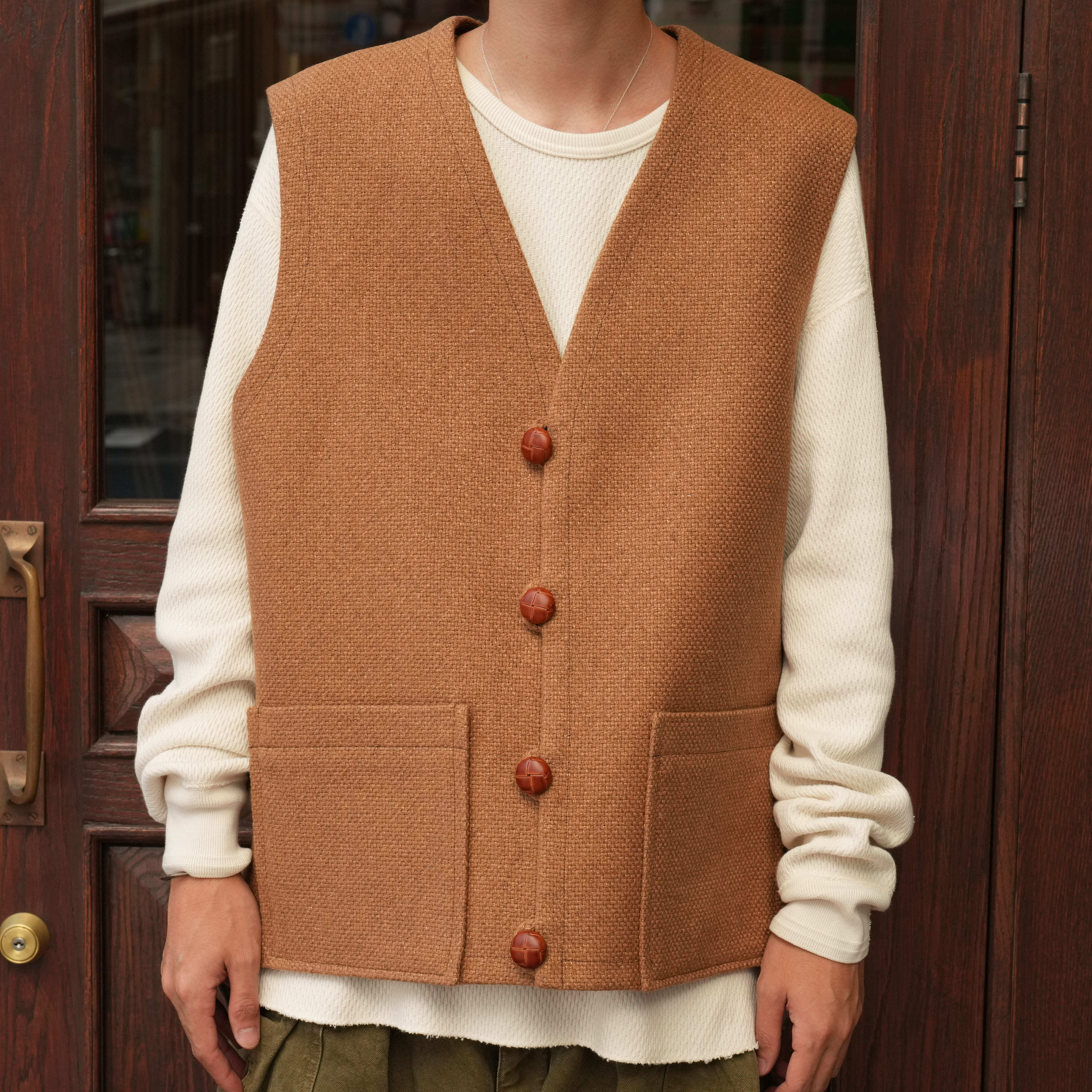 HERILL(へリル)25AW "Cashmerelinenmat Chimayovest" -Brown-