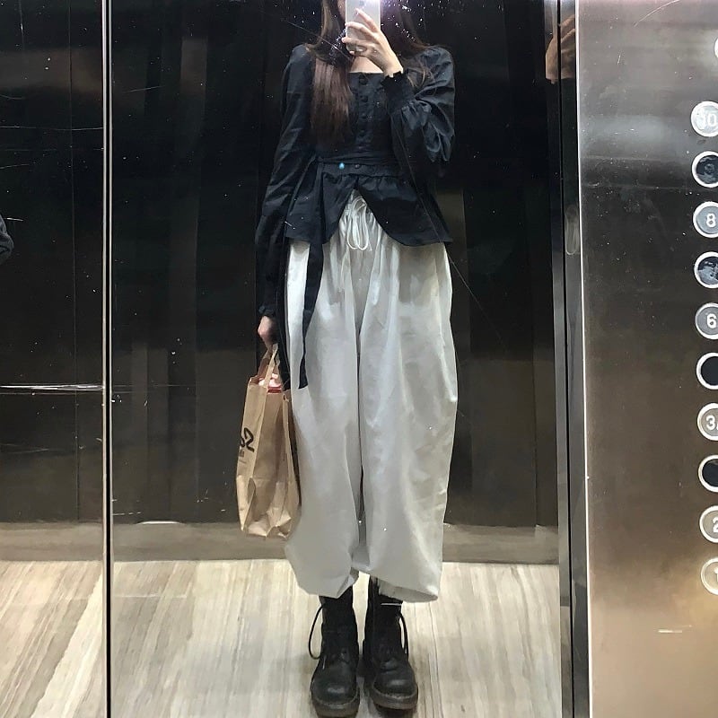 ホワイトハイウエストスポーツカジュアルパンツレディース秋ルーズストレートワイドレッグパンツ2020新足パンツ ブラックストロベリース63672520918